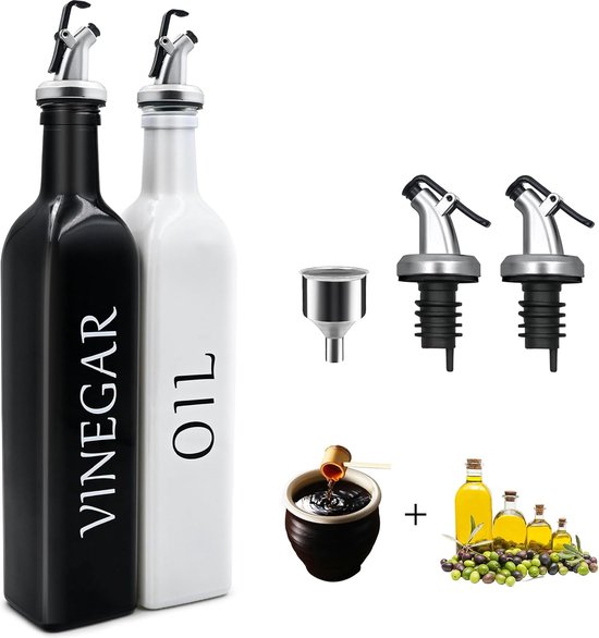 2-delige oliespray voor de keuken, van glas, 200 ml, spuitfles voor