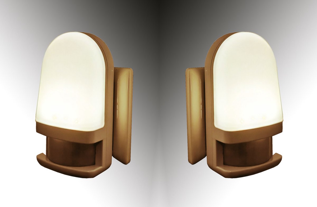 TrangoSet van 2 LED sensor nachtlampje 11-238 in wit met automatische functie direct 230V met bewegingssensor, veiligheidslamp, fitting lamp, wandlamp, oriëntatielicht slaapmiddel 3000K warm wit