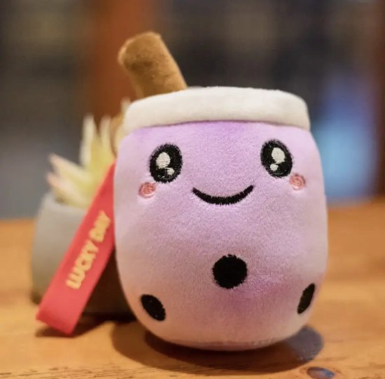 Kawaii bubble tea mini knuffel - sleutelhanger – Paars