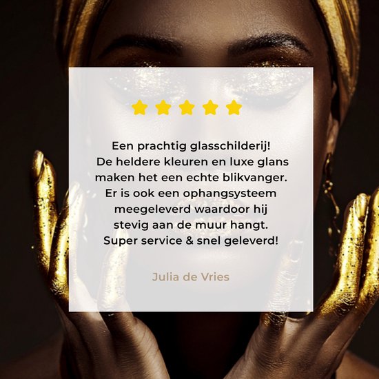 MuchoWow® Glasschilderij 120x80 cm - Schilderij acrylglas - Vrouw - Abstract - Goud - Portret - Foto op glas - Muurdecoratie woonkamer - Wanddecoratie slaapkamer - Schilderijen