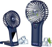 Handventilator - Mini Ventilator - Hand Ventilator - Mini ventilator Oplaadbaar - Mini Ventilator Usb - Donkerblauw