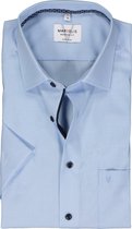 MARVELIS modern fit overhemd - korte mouw - structuur - lichtblauw - Strijkvrij - Boordmaat: 42