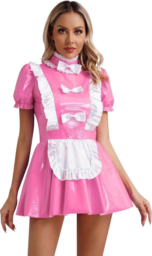 Sissy Maid kostuum - Dienstmeisje - Stijl 9 - Roze - 2XLarge