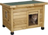 NMD - Kattenhuis Voor Buiten - Kattenren van Hout - Kattenbench met Raam - Kattenhok 57x45x43cm