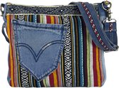 Sunsa duurzame schoudertas voor dames. Schoudertas gemaakt van gerecyclede jeans & katoen. Handtas vintage retro stijl. Crossbodytas voor dames.