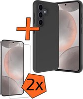 Hoesje Geschikt voor Samsung S24 Plus Hoesje Siliconen Cover Case Met 2x Screenprotector - Hoes Geschikt voor Samsung Galaxy S24 Plus Hoes Back Case - Zwart