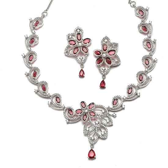 N3 Collecties Gerhodineerde Amerikaanse diamanten bloemen- en paisley-vormige Sieraden Set dames