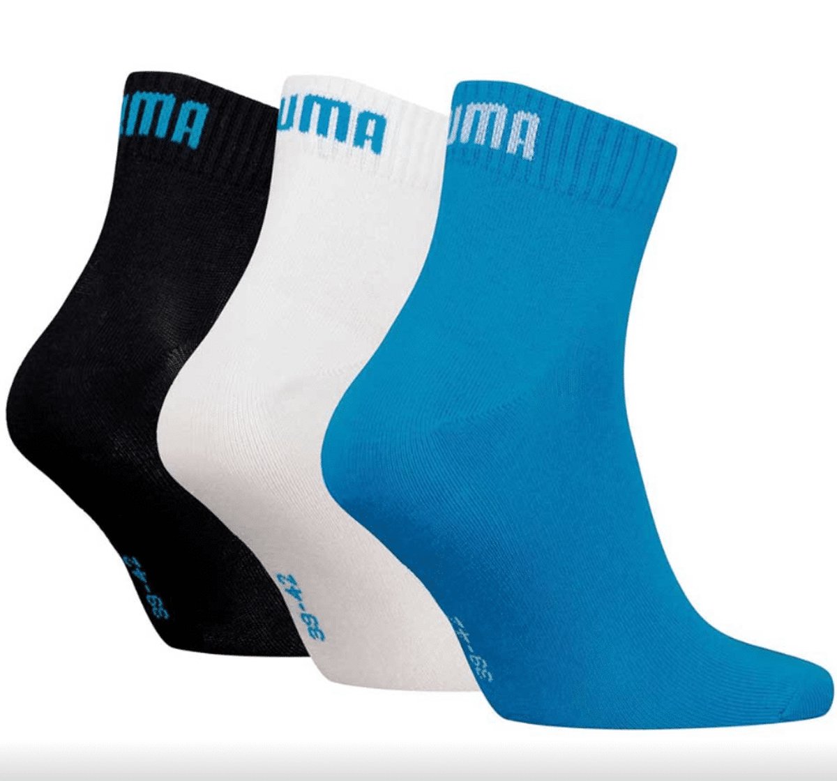 Puma Unisex Quarter Plain 3p Aqua Combo Blauw