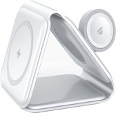 Banky - Oplaadstation - 15W Quick Charge - 3 in 1 - Magnetische Oplader - Opvouwbaar - Reisstekker - geschikt voor iPhone, Apple Watch & Airpods - wit
