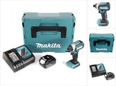 Makita DTD 153 RM1J 18 V snoerloze borstelloze slagmoersleutel in Makpac + 1x BL 1840 B 4,0 Ah Li-Ion accu + 1x DC 18 RC lader