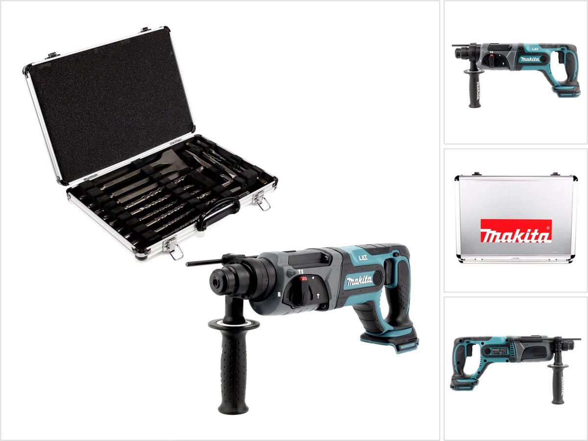 Makita DHR 241 Z 18 V Li-Ion accuklopboormachine met SDS-Plus boorhouder solo + Makita D-42444 SDS-Plus boorset 17-dlg. in aluminium koffer - zonder accu, zonder oplader