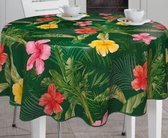 Bonita Tafelzeil - 160 cm Rond - Lente bloemen gekleurd - PVC - Afwasbaar - Beschermrand - Extra sterk