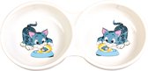 Trixie bol à eau / nourriture double bande chat avec bol en céramique blanc 2x150 ml 11 cm 4 pcs