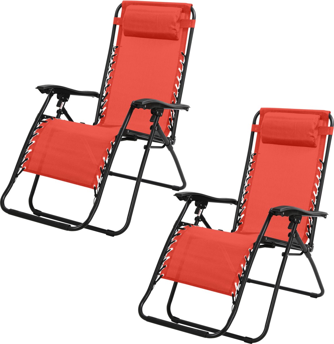 “LE PLAYA” set van 2 relaxstoelen koraal L176 x B64 x H108/46 cm