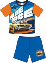 Hot Wheels pyjama / shortama - blauw met oranje - Hotwheels pyama met korte broek en t-shirt - maat 122/128