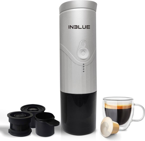 Inblue koffie to go anywhere - draagbaar koffiezetapparaat - koffie to go - koffie voor onderweg - verwarmd water - espresso machine