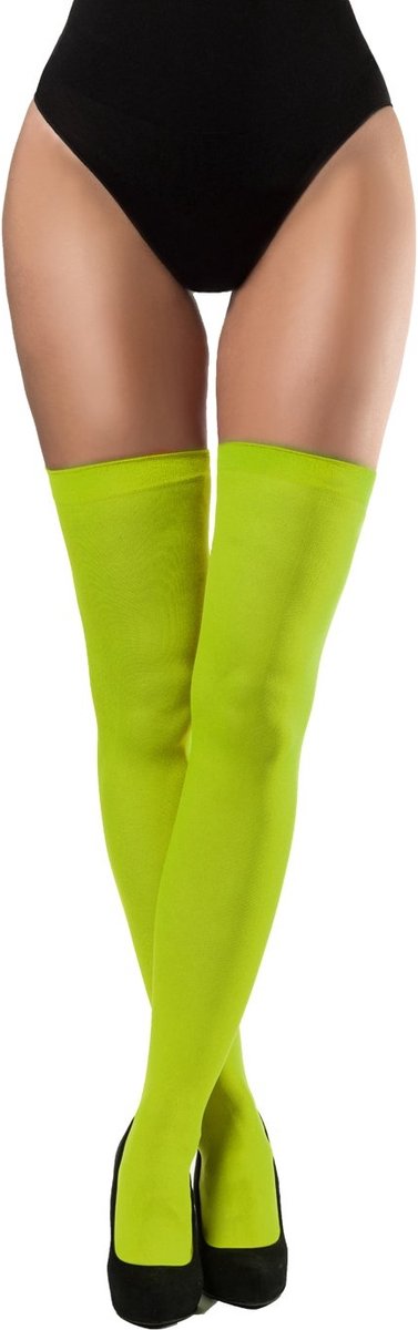 Partychimp Kousen Dames voor bij Carnavalskleding Dames Carnaval Accessoires Verkleedkleren Volwassenen - Neon Geel - One-size