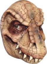 Partychimp Verkleedmasker T-rex Dinosaurus Halloween Masker voor bij Halloween Kostuum Volwassenen - Latex - Bruin - One-size