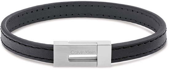 Calvin Klein CJ35100020 Heren Armband - Leren armband - Sieraad - Leer - Zwart - 10 mm breed - 19.5 cm lang