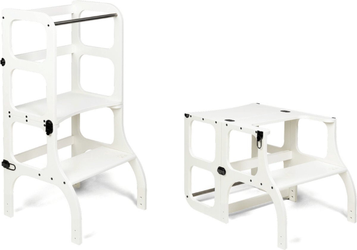 Ette Tete Leertoren Step'n Sit | Inklapbaar tot tafel en stoel | Wit met zwart