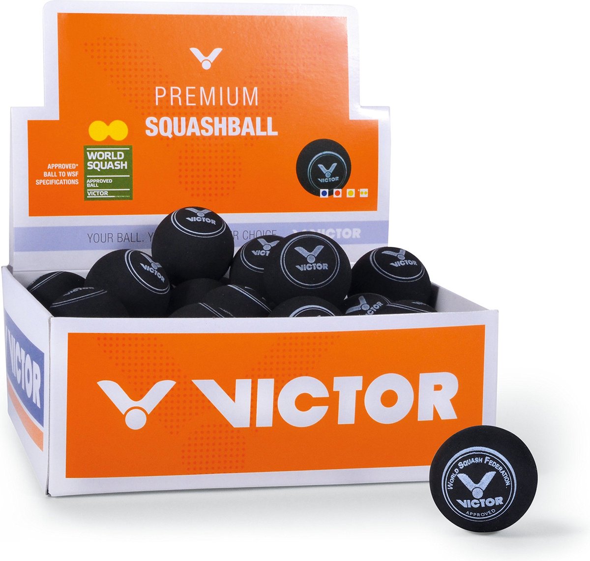 Victor Squashbal dubbel geel - Geel - 12 pack