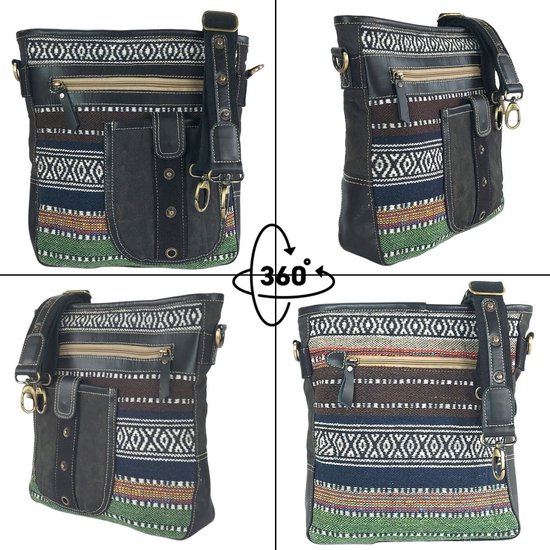 DESTINY schoudertas van gerecycled canvas en leer