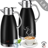 Borvat® - Thermoskan - Roestvrij Staal isolatiekan - Koffie Of Thee - Houdt Dranken Koud En Warm - Zwart - 1800 ml