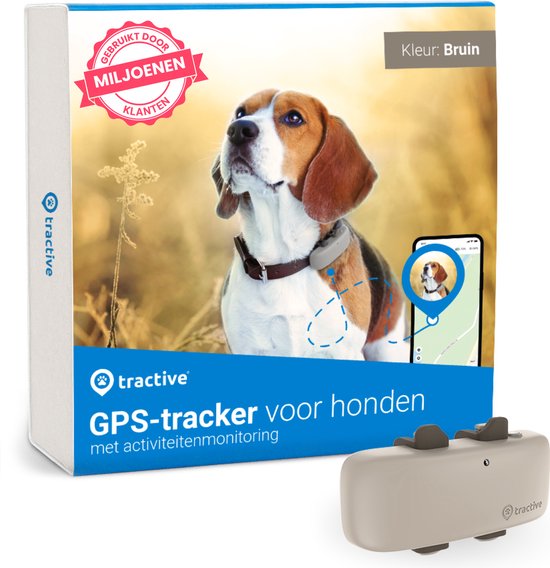 Tractive GPS DOG-tracker - halsband hond met Gezondheidswaarschuwingen - Bruin