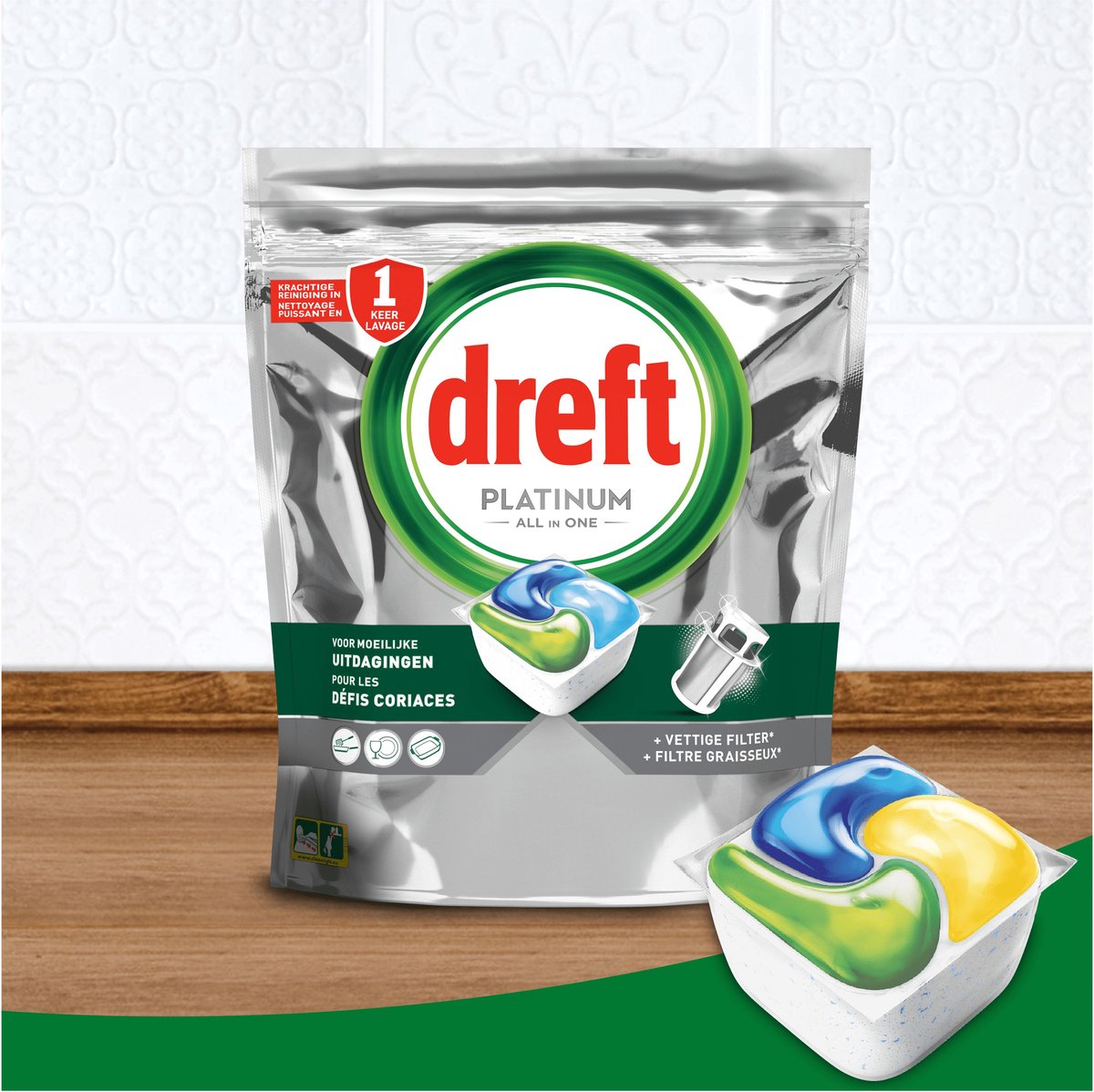 Dreft Platinum All In One Vaatwastabletten - Original - 170 Capsules - Jaarvolume — afbeelding 6