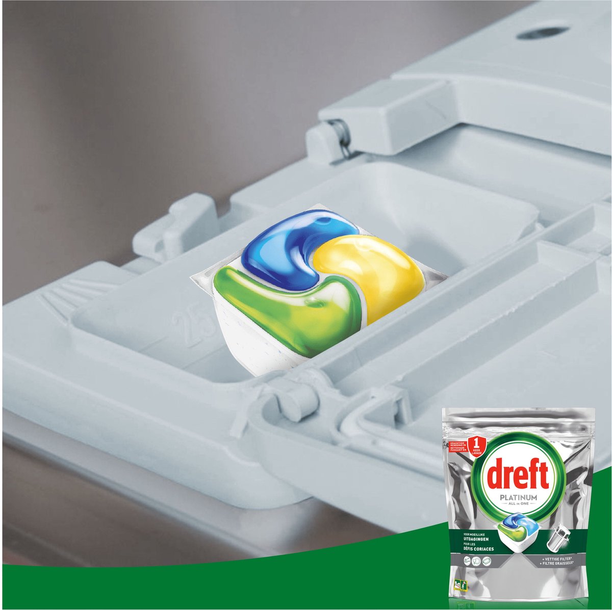 Dreft Platinum All In One Vaatwastabletten - Original - 170 Capsules - Jaarvolume — afbeelding 7