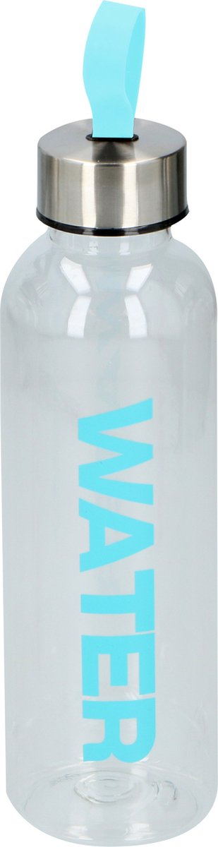 Cuisine Elegance Waterfles / drinkfles / sportfles - transparant/turquoise - kunststof - 550 ml