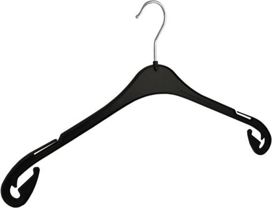 De Kledinghanger Gigant - 20 x Cintre pour chemisier / cintre pour chemise T47 en plastique noir avec encoches pour jupe, 47 cm