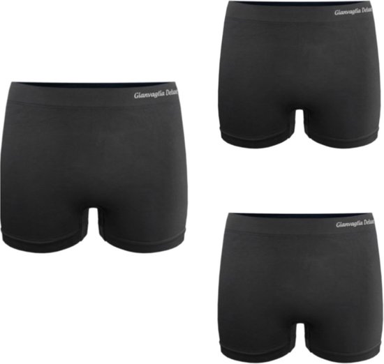 Gianvaglia - Damesboxers - naadloos - Zwart - Hoog model - Maat XL/XXL - 3-Pack!