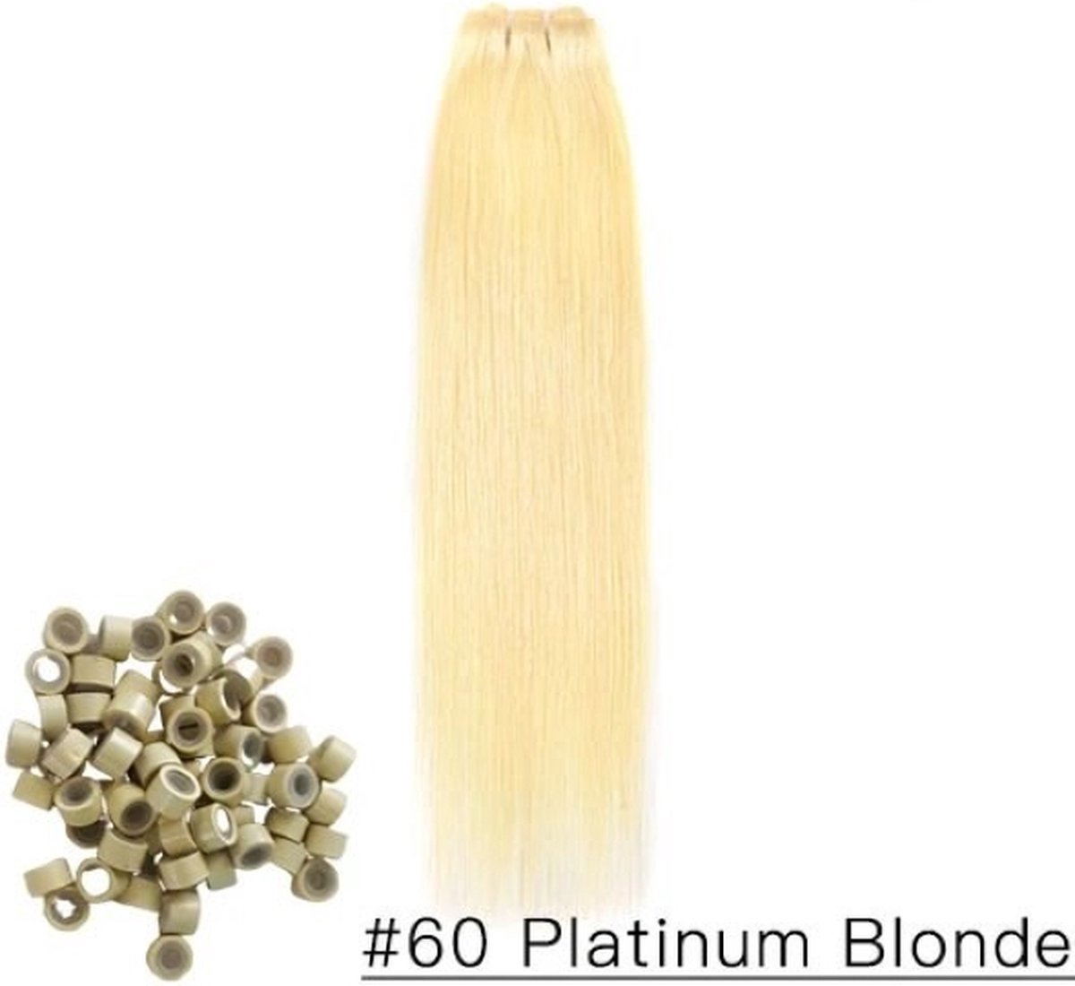 Weft Extensions |Weave Extensions | 20inch - 50cm | #60 - Licht Blond | 100 gram