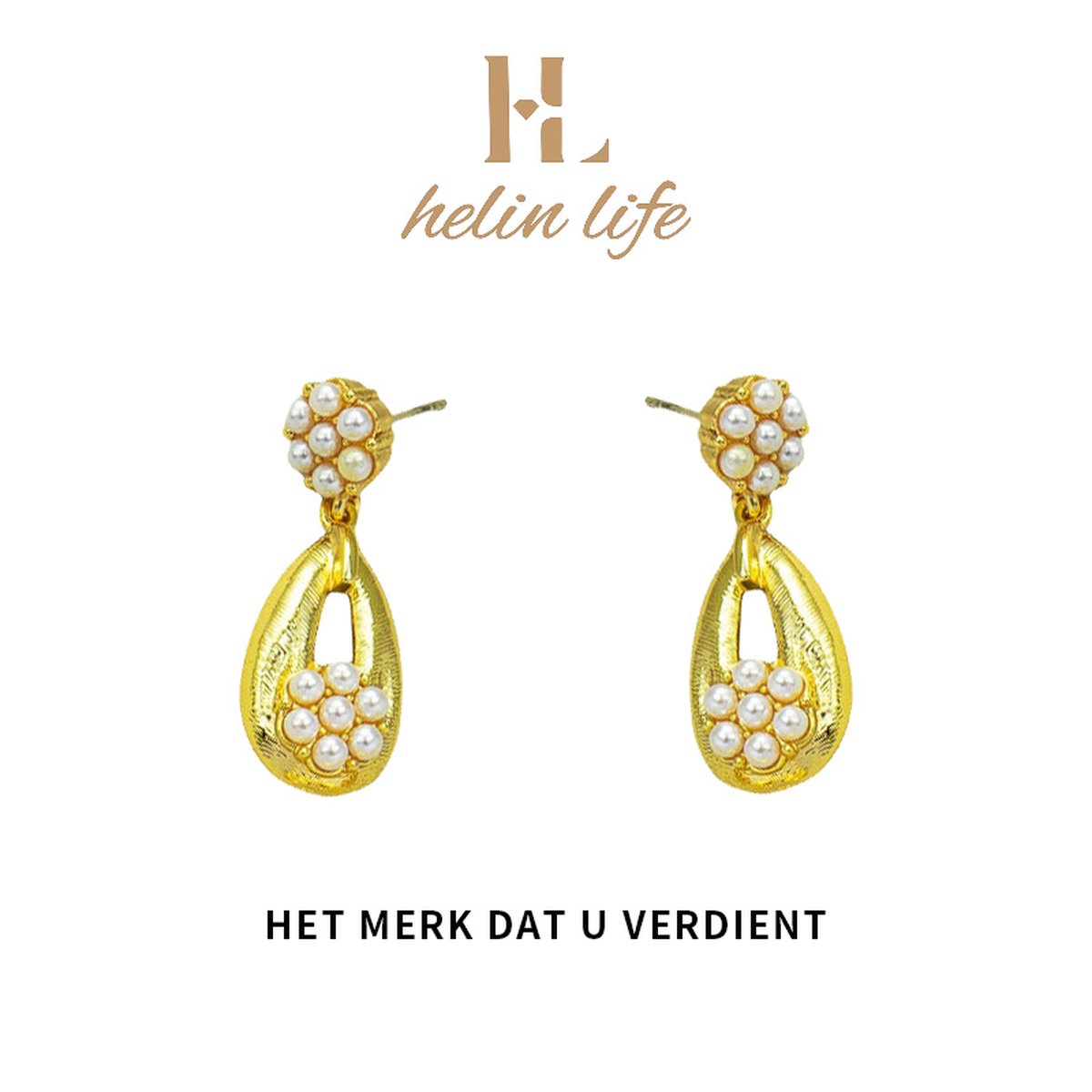 Helin life DamesOorhangers-Oorbellen Goudkleurig -Oorbellen meisje -925 Tremella naald hypoallergeen -parel- Cadeau-Geschenkdoos-cadeau voor moeder en geliefde