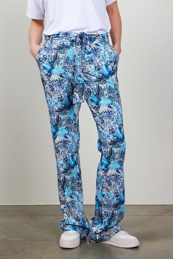 DIDI Dames Travel pants paseo in offwhite with blue azur Fusion print maat 40