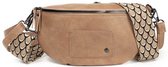 Crossbody tasje met geweven schouderriem, camel, Neede