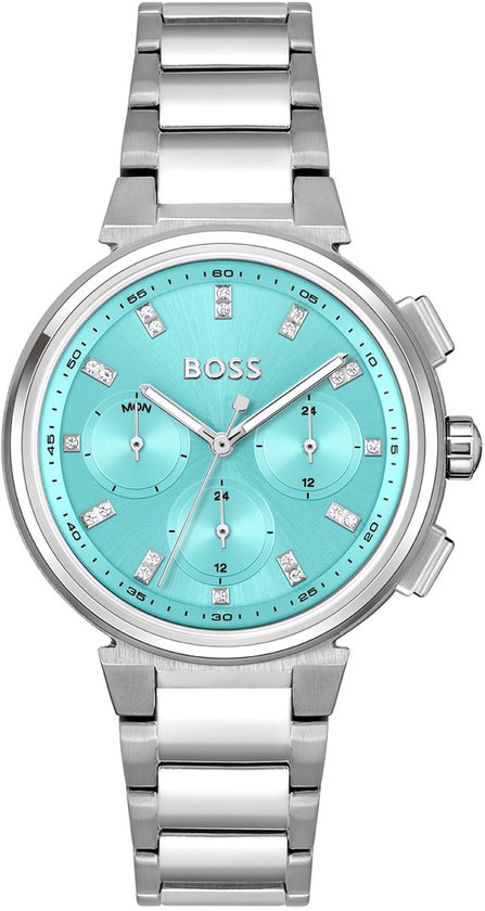 BOSS HB1502763 ONE Dames Horloge - Mineraalglas - Staal - Zilverkleurig - 38 mm breed - Quartz - Vouw/Vlindersluiting - 3 ATM (spatwater)