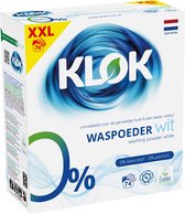 Klok Waspoeder Wit - XXL verpakking 4,81 kg - 74 Wasbeurten - Huidvriendelijk & Ecologisch