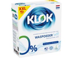 Klok Waspoeder Wit - XXL verpakking 4,81 kg - 74 Wasbeurten - Huidvriendelijk & Ecologisch