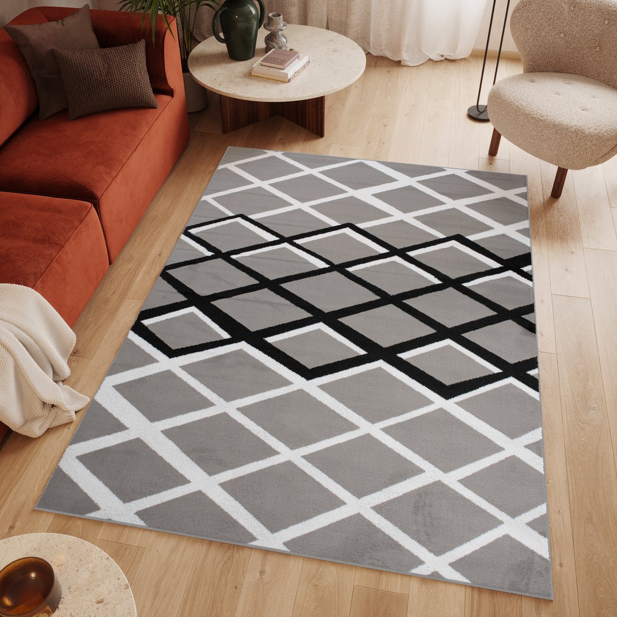 Tapiso Luxury Vloerkleed Grijs Wit Modern Woonkamer Kleed Tapijt Maat- 180x250 Lichtgrijs 2