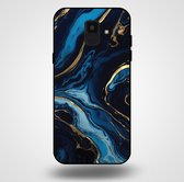 Smartphonica Telefoonhoesje voor Samsung Galaxy A6 2018 met marmer opdruk - TPU backcover case marble design - Goud Blauw / Back Cover geschikt voor Samsung Galaxy A6 2018