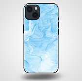 Smartphonica Telefoonhoesje voor iPhone 13 met marmer opdruk - TPU backcover case marble design - Lichtblauw / Back Cover geschikt voor Apple iPhone 13