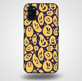 Smartphonica Telefoonhoesje voor OPPO A52 met smiley opdruk - TPU backcover case emoji design - Paars Geel / Back Cover geschikt voor Oppo A52