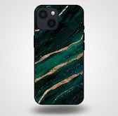 Smartphonica Telefoonhoesje voor iPhone 13 Mini met marmer opdruk - TPU backcover case marble design - Groen Goud / Back Cover geschikt voor Apple iPhone 13 Mini