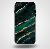 Smartphonica Telefoonhoesje voor iPhone SE(2020-2022) met marmer opdruk - TPU backcover case marble design - Groen Goud / Back Cover geschikt voor Apple iPhone SE (2020)