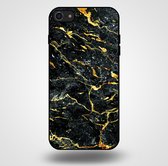 Smartphonica Telefoonhoesje voor iPhone SE(2020-2022) met marmer opdruk - TPU backcover case marble design - Goud Zwart / Back Cover geschikt voor Apple iPhone SE (2020)