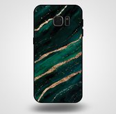 Smartphonica Telefoonhoesje voor Samsung Galaxy S7 Edge met marmer opdruk - TPU backcover case marble design - Groen Goud / Back Cover geschikt voor Samsung Galaxy S7 Edge