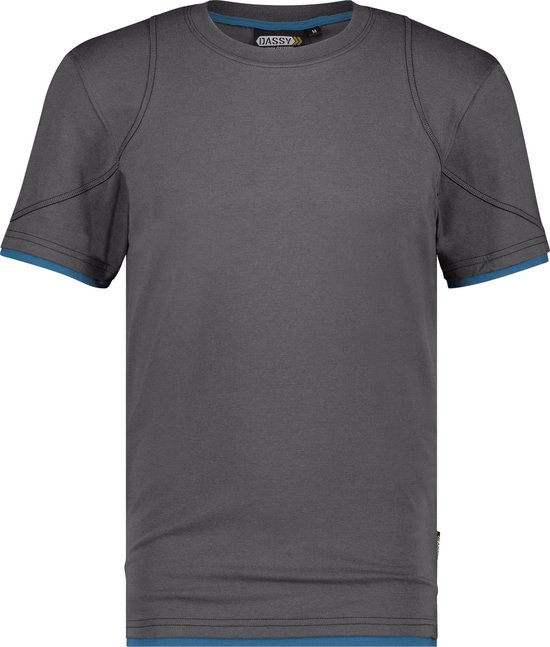 DASSY® Kinetic T-shirt - maat XL - ANTRACIETGRIJS/AZUURBLAUW