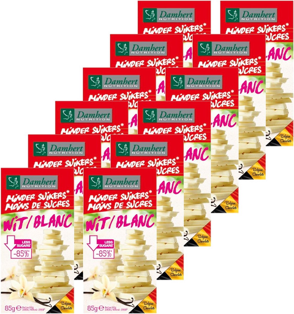 Goedkoopste Damhert | Minder Suikers | Chocoladetablet | Wit | 12 stuks | 12 x 85 gram